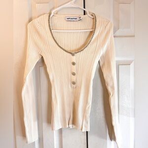 Self-Portrait diamanté-embellished knitted top. Size S. US 2. New never worn.